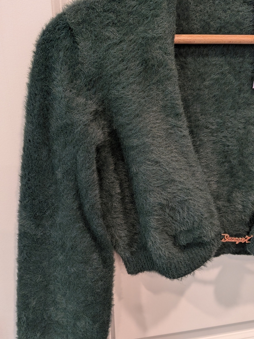 Savage x Fenty Fluff It Up PJ Crop Top M - Botanical Green gold cardigan - Picture 7 of 7